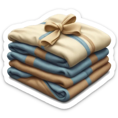 Realistic blankets neatly folded with a bow sticker