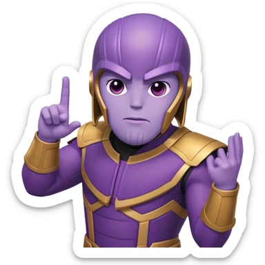 Thanos wearing a Squid Game guard uniform making a hand gesture sticker