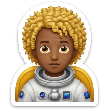 Astronauts, Young, male, dark skin, yellow curly hair sticker