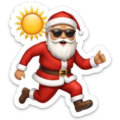 Santa Claus run into the sun sticker