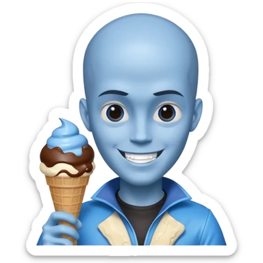 Megamind holding a ice cream sticker