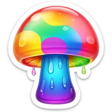 gummy neon rainbow melting mushroom  sticker
