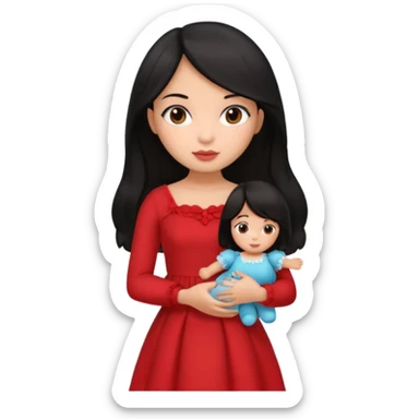 a black hair girl with 1 doll sticker