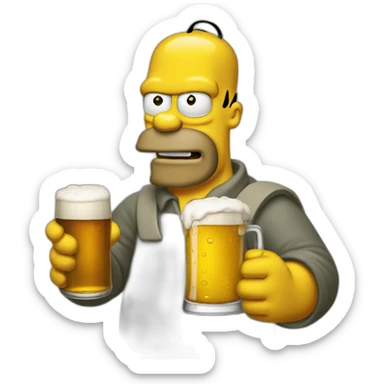 Homer qui boit une bière sticker