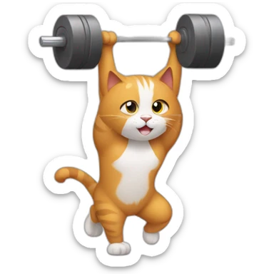 cat working out sticker