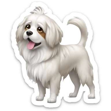 Chien au long poil blanc gris et brun  sticker