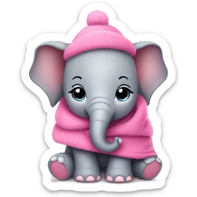 Cute cozy baby elephant with a pink fionka. sticker