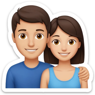 a brunette boy with his girlfriend sticker