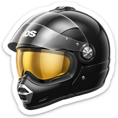 Biker helmet black in colour including the visor glass sticker