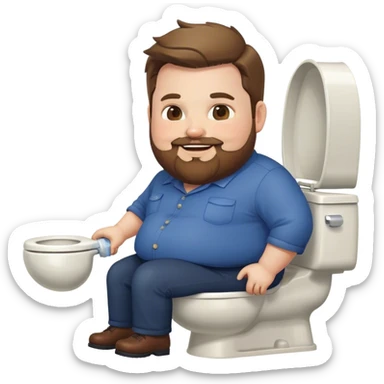 Extremely Fat JD Vance with beard , smiling is a toilet  sticker