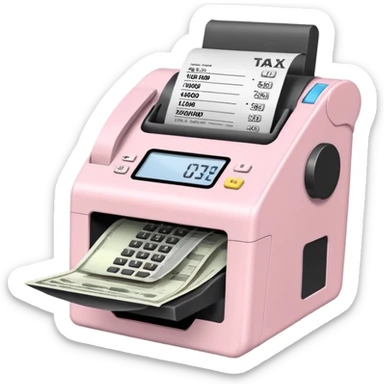Light Pale Pink receipt machine portable for TAX Front sticker