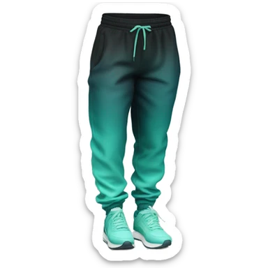 Hyper Realistic isolated pair of black,mint green,and teal ombre jogger pants. sticker