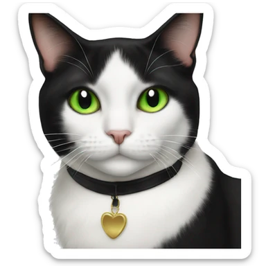Realistic green eyed tuxedo cat  sticker