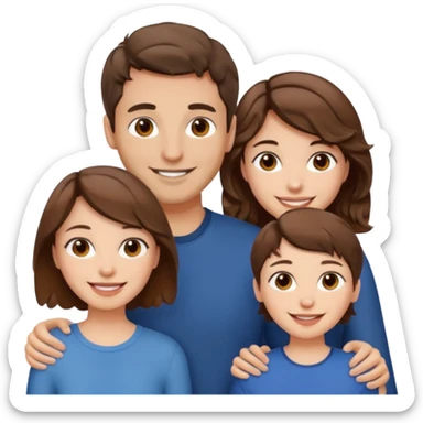 Throuple two women with short wavy brown hair, male with short brown hair sticker