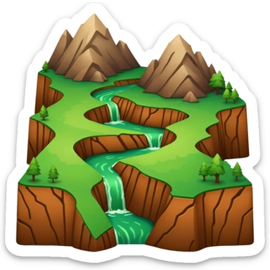two landmasses with visible fault line, minimal, green and brown emoji sticker