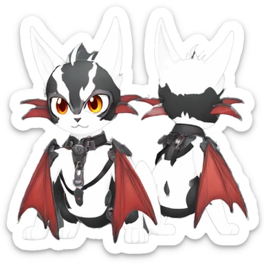 cool edgy black punk red ethereal fantasy nargacuga-bat-cat-Fakemon collar harness full body sticker