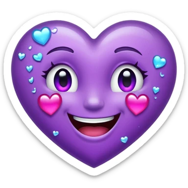 Glittery purple heart that's sideways laughing, tears of joy sticker