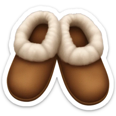 Two Cozy brown slippers furred sticker