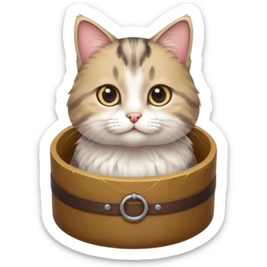 mix of white and tabby cat in a cylinder sticker