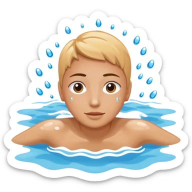 person swimming laps in pool zoomed out showing lap swiming back stroke sticker