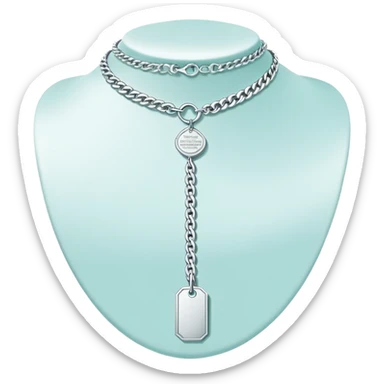 Tiffany big chain silver tag choker necklace “return to Tiffany” sticker
