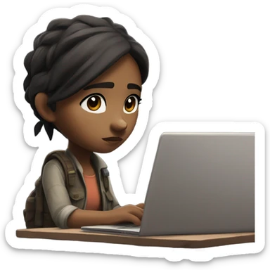 Ellie for last of us 2 with a laptop sticker