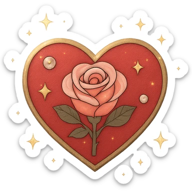 Make the single heart red, pastel red enamel, sparkling gems, surrounded by tiny stars, soft glowing effect, tiny size, with no background, general style. sticker