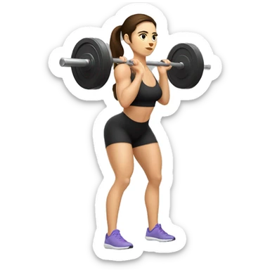 isolated brunette white girl doing barbell back squats  sticker