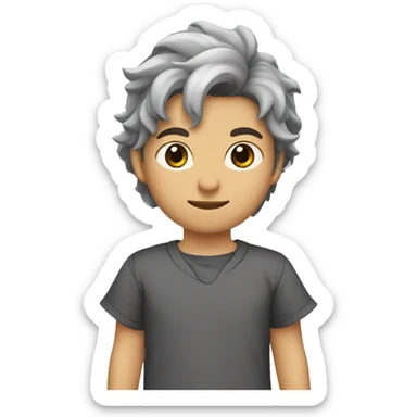 Chico de ojos marrones, con pelo gris, y vestido con pijama de dragón de color negro  sticker