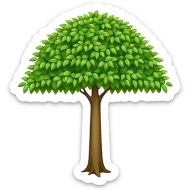 a long tree with a small canopy sticker