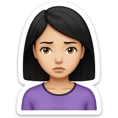 Mujer cabello negro trigueña triste  sticker