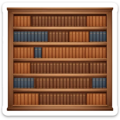 Brown bookshelves with books different shades of brown sticker