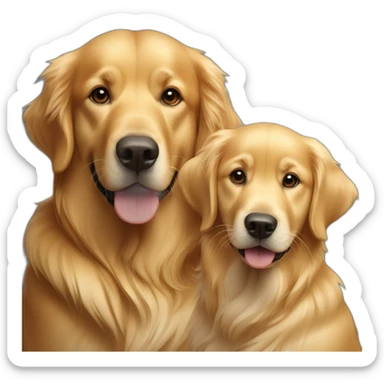 1 older female golden retriever and one younger boy retriever  sticker