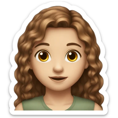 a beautiful child with chestnut shoulder-length hair and brown eyes  sticker