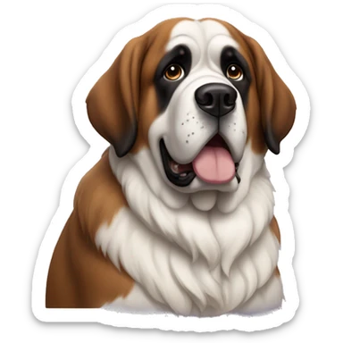 A saint bernard with a droopy face sticker