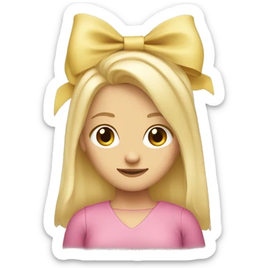 blonde girl standing backwards with a bow on her head sticker