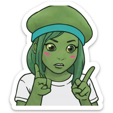 A girl sticking up a middle finger  sticker