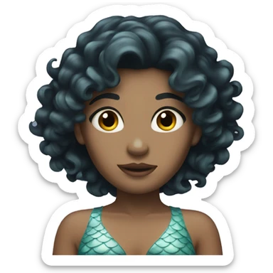 Pale Mermaid with curly black hair sticker
