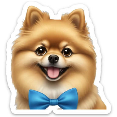Pomeranian with blue bow tie sticker