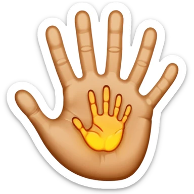 handprint with a glowing sign in the center sticker