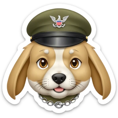 Beast waring army hat with dog tags  sticker