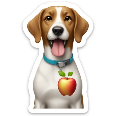 Dog with apple in mouth sticker