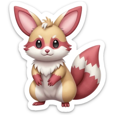 Cute adorable pastel Furret-Minccino-Zangoose-Buizel-hybrid-fusion, full body sticker