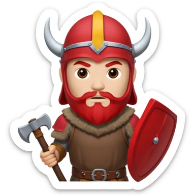 Viking avec une hache et un casque rouge et où on voit pas ses yeux  sticker