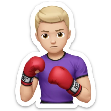 now make a boy whose white in purple kickboxing full shirt sticker