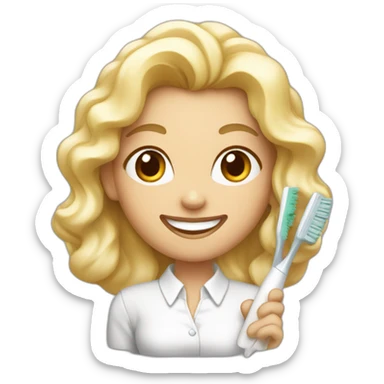 Femme blanche avec brosse a dents sticker