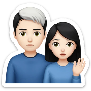 girl black hair ignore boy white hair sticker