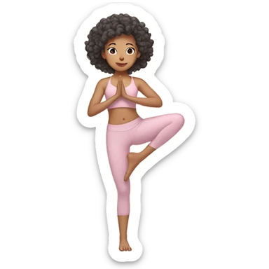 asian yoga girl light pink clothes  curly hair sticker
