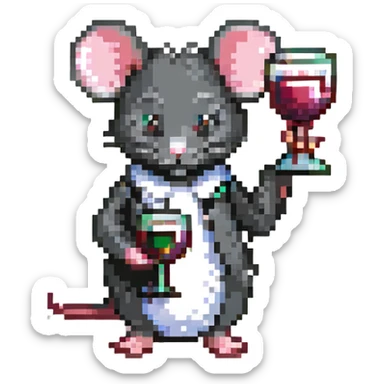 mouse with glass of vine sticker