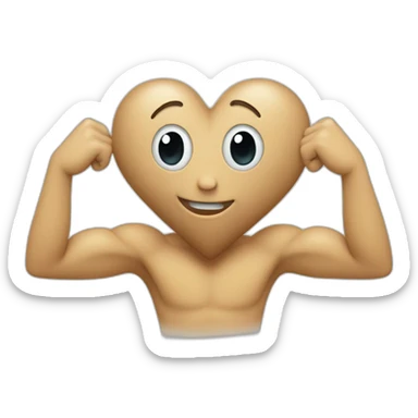 Heart-shaped face with arms and legs coming out of it and trying to hug you sticker